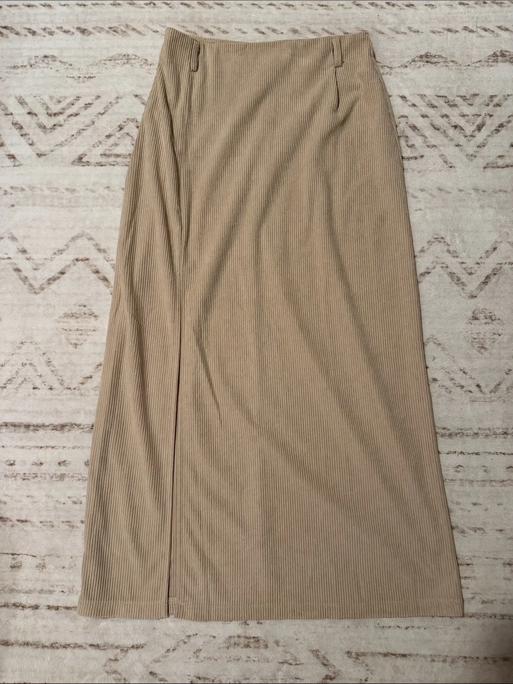 Beige Corduroy Maxi Skirt - Women